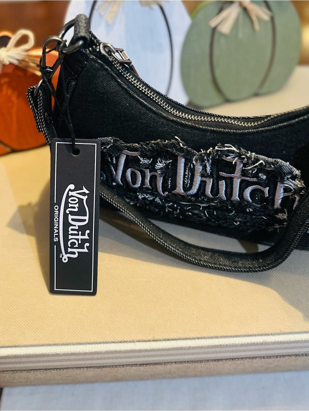 Von Dutch Black Mini Shoulder Bag with Embroidered Logo
